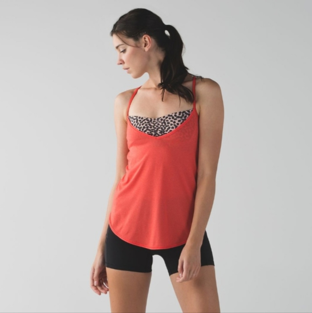 Lululemon Roll Out Tank Heathered Alarming / Ace Spot Grain Black size 8 EUC